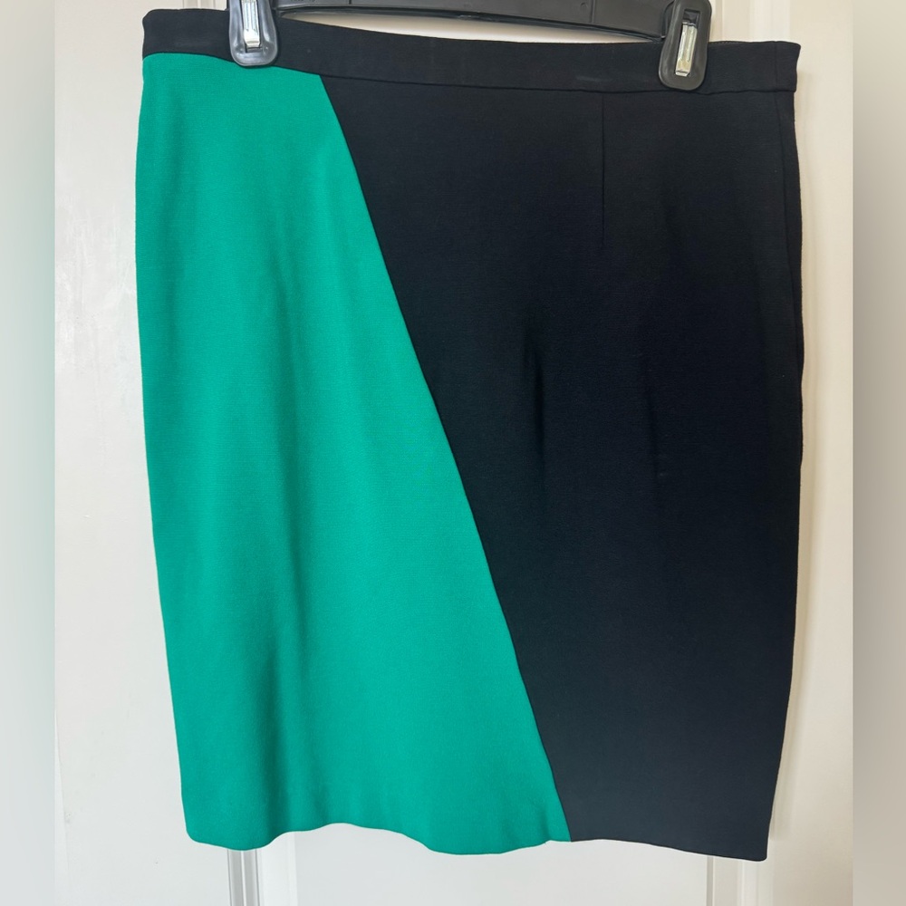 Ann Taylor pencil stretch green black diagonal skirt size 4